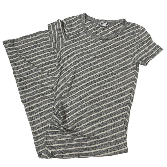 James Perse Striped Tucked Maxi Dress - Gray/White - 1 (Small) - Picture 1 of 13